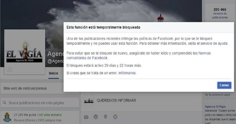 Photo of Facebook volvió a censurar a la Agencia El Vigía y a su director