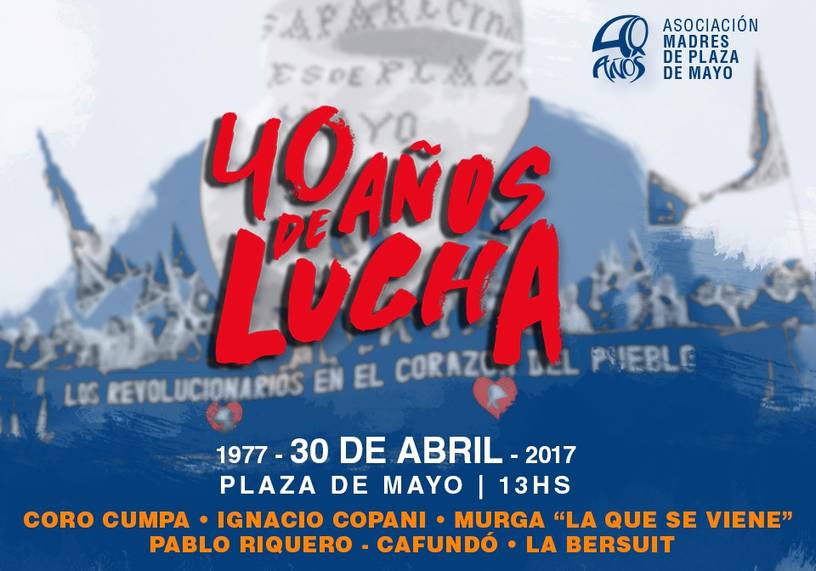 Photo of Domingo 30 de abril: Jornada en Plaza de Mayo por  los  40 años de lucha de las madres