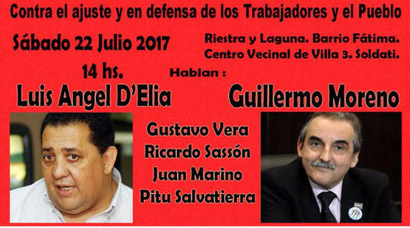 Photo of Luis D’Elia y Guillermo Moreno comparten acto «contra el ajuste de Macri y en defensa del pueblo»