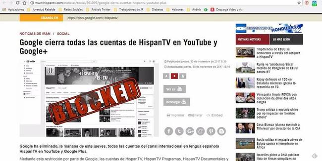 Photo of ¡¡Censura!!: Google cerró las cuentas de la cadena HispanTV en YouTube