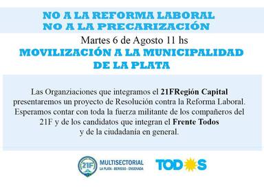 Photo of Multisectorial 21F, contra la reforma laboral