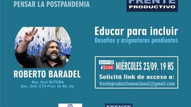 Photo of “Educar para incluir”: Baradel, en una charla abierta para pensar la postpandemia