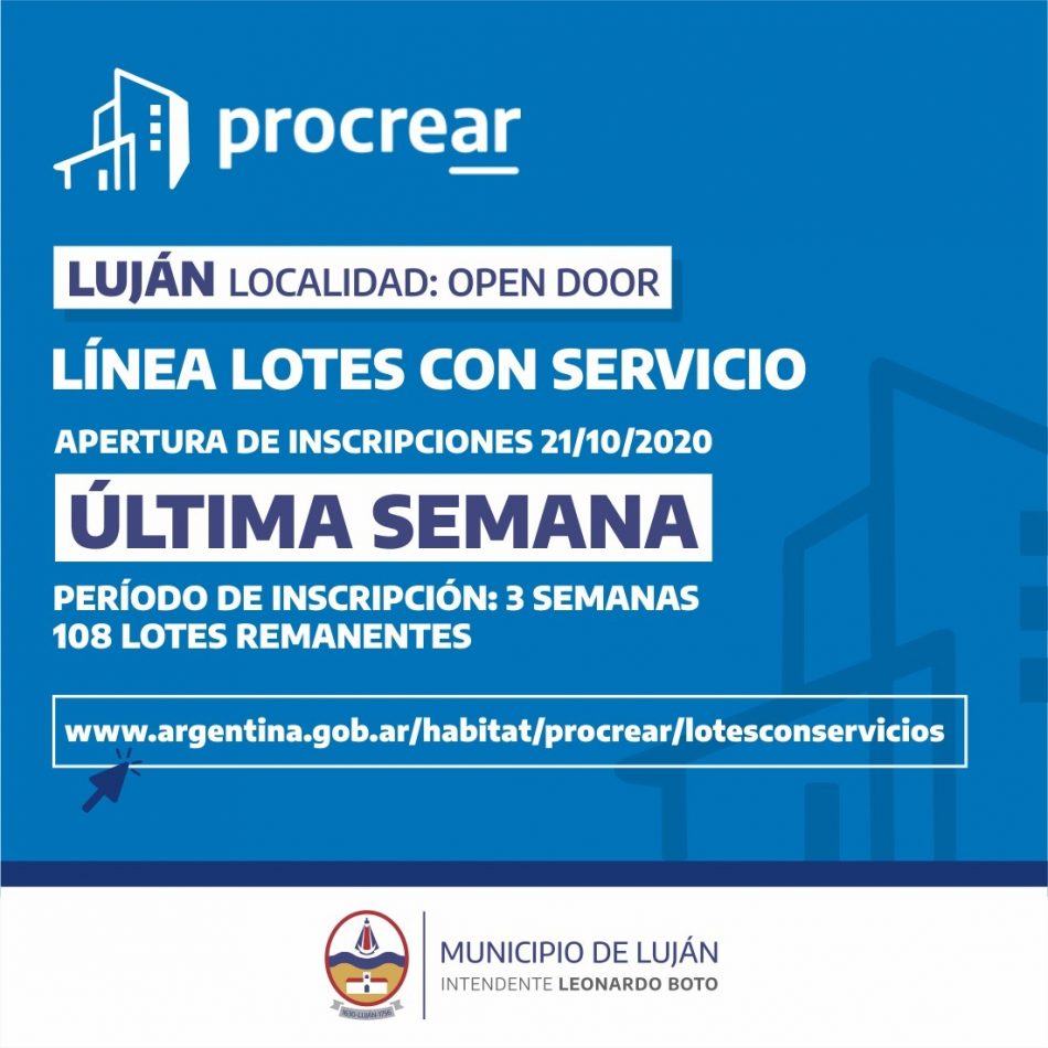 Photo of Luján: Ultima semana de inscripción al Procrear en Open Door