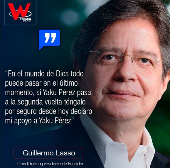 Declaraciones de Guillermo Lasso el pasado 3 de febrero.