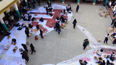 Photo of Los alumnos del instituto «Nuestra Sra. de Lourdes» realizaron un mural con 260 mil tapitas