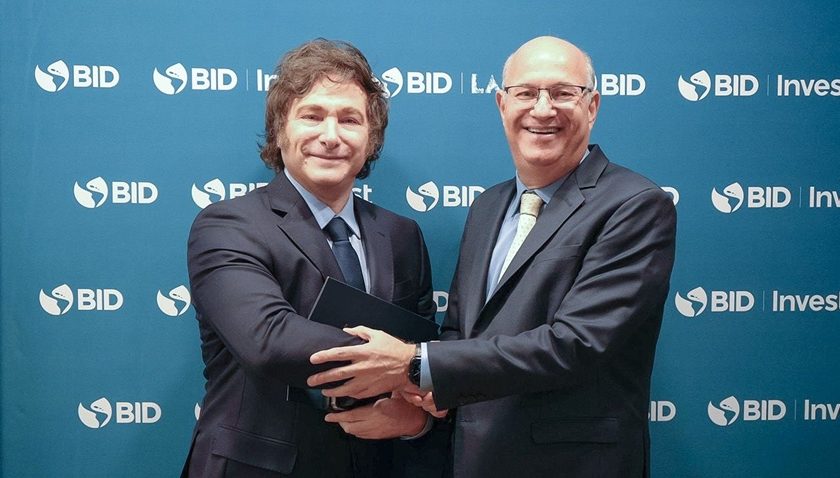 El presidente Javier Milei y el presidente del BID Ilan Golfajn