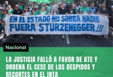 Photo of CESE DE DESPIDOS EN EL INTA POR ORDEN JUDICIAL